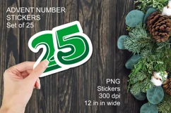 Green Advent Calendar Sticker Numbers 1 to 25 PNG files