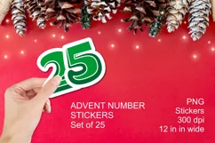 Green Advent Calendar Sticker Numbers 1 to 25 PNG files