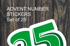 Green Advent Calendar Sticker Numbers 1 to 25 PNG files