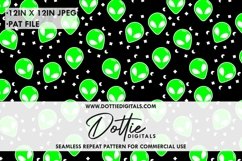 Green Aliens Repeat Seamless Pattern - Paper, JPG, Pat File Product Image 1