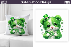 St. Patrick's Day Pillow | Bear Clover Sublimation Product Image 1