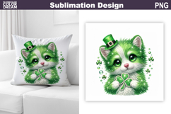 St. Patrick's Day Pillow | Cat Clover Sublimation Product Image 1
