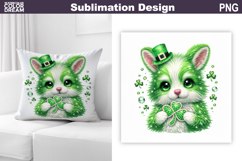 St. Patrick's Day Pillow | Bunny Clover Sublimation Product Image 1