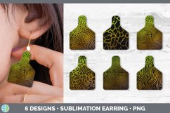 Bundle of six Green Animal Print cow tag earrings sublimation designs.
