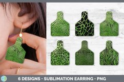 Bundle of six Green Animal Print cow tag earrings sublimation designs.