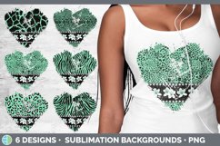 Bundle of six Green Animal Print distressed hearts clipart