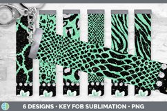 Bundle of six Green Animal Print key fob sublimation designs