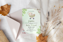 Sage Green Baby Shower Invitation Canva Editable Template Product Image 3