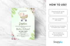 Sage Green Baby Shower Invitation Canva Editable Template Product Image 5