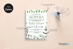 Sage Green Baby Shower Invitation Canva Editable Template Product Image 6