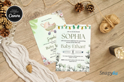 Sage Green Baby Shower Invitation Canva Editable Template Product Image 7