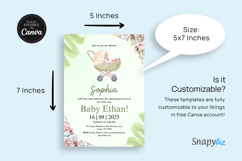 Sage Green Baby Shower Invitation Canva Editable Template Product Image 8