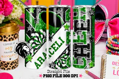 Green Black Cheer Tumbler PNG | Glitter Wrap Product Image 1