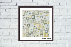Green blue yellow geometric squares cross stitch pattern - Tango Stitch