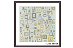 Green blue yellow geometric squares cross stitch pattern - Tango Stitch