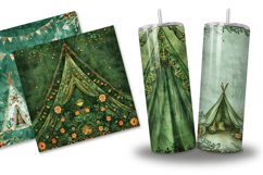 Green Boho Tent Digital Paper Bundle Product Image 5