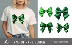 Watercolor Green Bow Clipart Product Image 1
