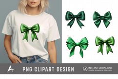 Watercolor Green Bow Clipart Product Image 1