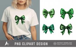 Watercolor Green Bow Clipart Product Image 1