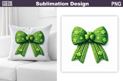 St. Patrick's Pillow Design | Green Bow Knitted Sublimation Product Image 1