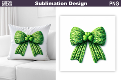 St. Patrick's Pillow Design | Green Bow Knitted Sublimation Product Image 1