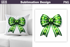 St. Patrick's Pillow Design | Green Bow Clover Sublimation Product Image 1