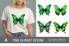 Watercolor Green Butterfly Clipart Product Image 1