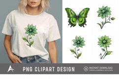 Watercolor Green Butterfly Clipart Product Image 1