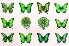 Watercolor Green Butterfly Clipart Bundle Product Image 2