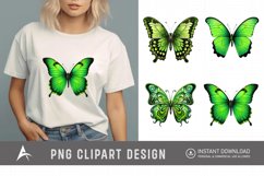 Watercolor Green Butterfly Clipart Product Image 1