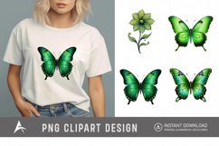 Watercolor Green Butterfly Clipart Product Image 1