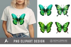 Watercolor Green Butterfly Clipart Product Image 1