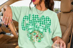 Green Gingham Cheer PNG with Mint Bow and Charms Product Image 3