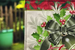 Elegant Green Holiday Bells 12x18 Happy Holidays Garden Flag Product Image 2