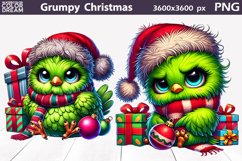 Grumpy Green Bird Christmas Clipart | Funny Bird Sublimation Product Image 1