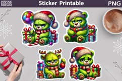 Funny Green Grumpy Animals Christmas Stickers Product Image 4