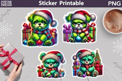 Funny Green Grumpy Animals Christmas Stickers Product Image 5