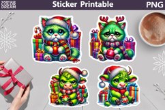 Funny Green Grumpy Animals Christmas Stickers Product Image 7