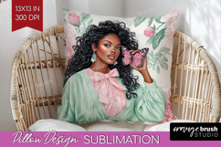 Cottagecore Pillow Sublimation - Green Coquette Pillow PNG Product Image 1