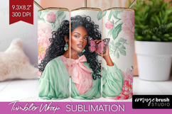 Cottagecore Tumbler Wrap - Green Coquette Tumbler PNG Product Image 1