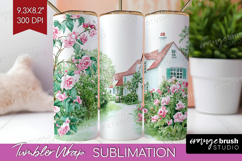 Cottagecore Tumbler Wrap - Green Coquette Tumbler PNG Product Image 1