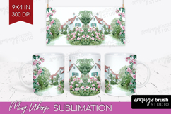 Cottagecore Mug Wrap - Green Coquette Mug PNG Sublimation Product Image 1