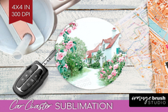 Cottagecore Car Coaster - Green Coquette Coaster PNG Product Image 1