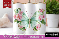 Cottagecore Tumbler Wrap - Green Coquette Tumbler PNG Product Image 1