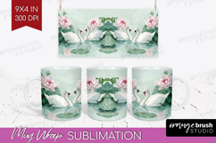 Cottagecore Mug Wrap - Green Coquette Mug PNG Sublimation Product Image 1