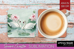 Cottagecore Square Coaster - Green Coquette Coaster PNG Product Image 1