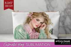 Cottagecore Cosmetic Bag - Green Coquette Makeup Bag PNG Product Image 1