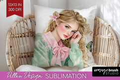 Cottagecore Pillow Sublimation - Green Coquette Pillow PNG Product Image 1