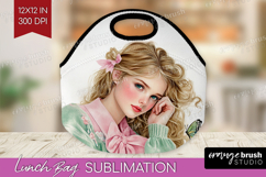 Cottagecore Lunch Bag - Green Coquette Lunch Bug PNG Product Image 1
