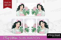 Cottagecore Mug Wrap - Green Coquette Mug PNG Sublimation Product Image 1